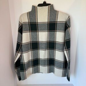 Tahari‎ Green & Beige Plaid Mock Neck Pullover Sweater Size L